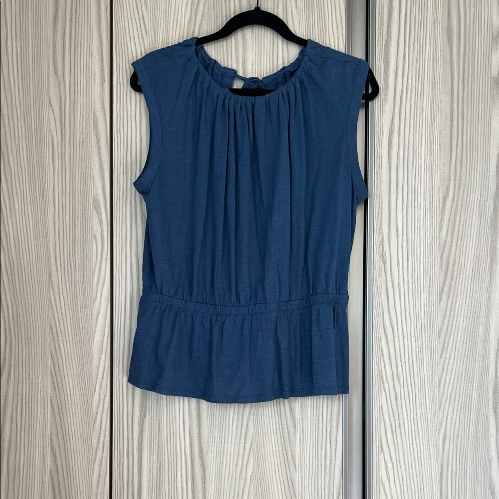 Banana Republic Teal Gathered Neck Blouse